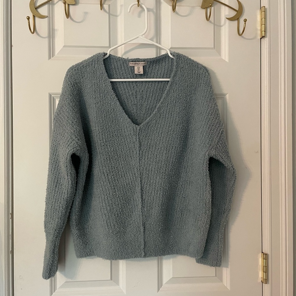 Fuzzy blue sweater